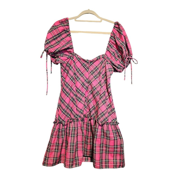 AMANDA UPRICHARD Pink Plaid Mini Dress M - Picture 4 of 7